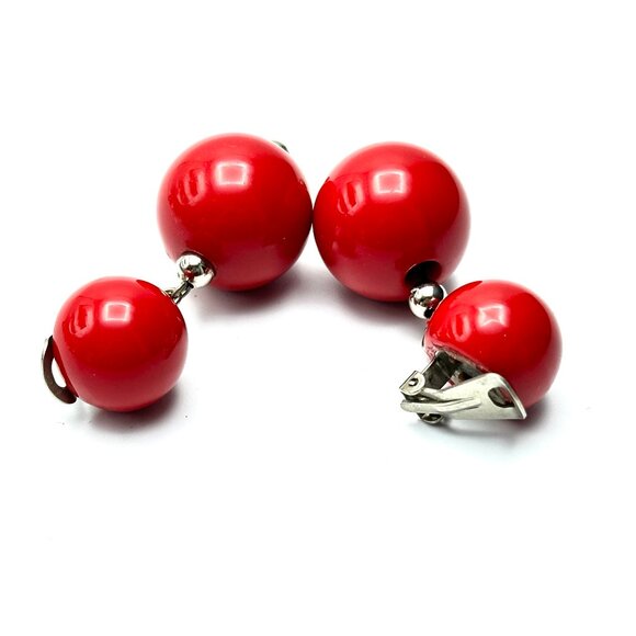 Vintage Red & White Mod Geometric Lucite Necklace & Earring Set — 1960s — EUC - Picture 6 of 11